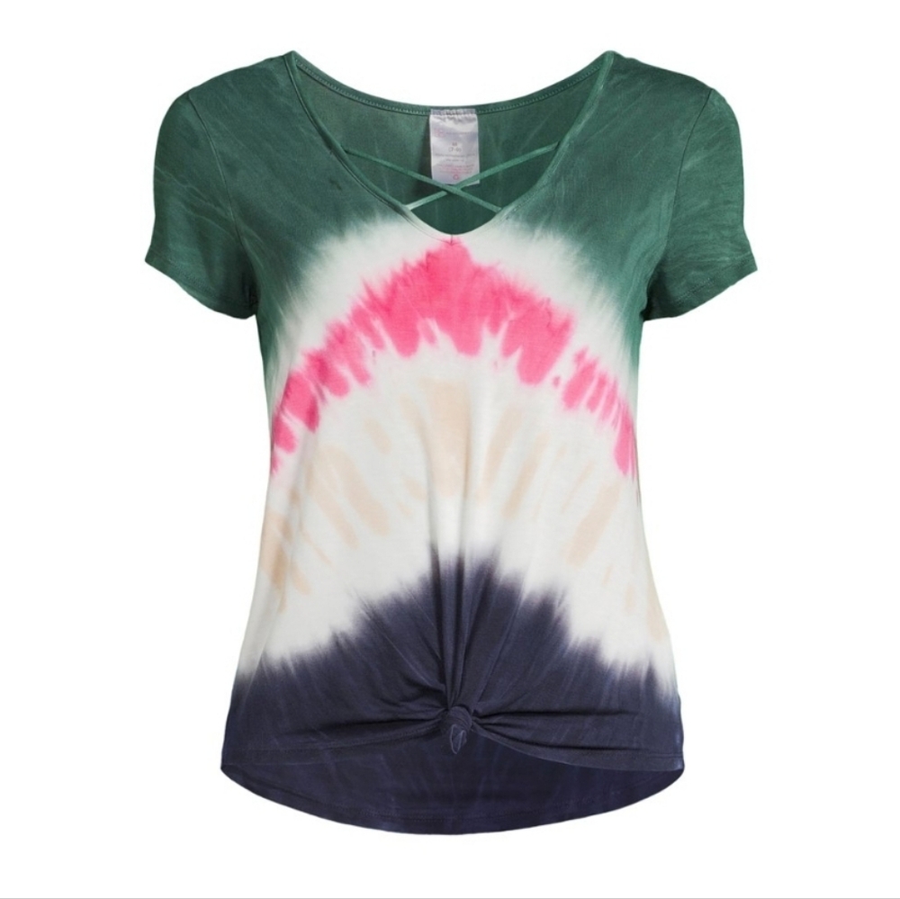 No Boundaries Juniors’ V-Neck Tie Dye T-Shirt